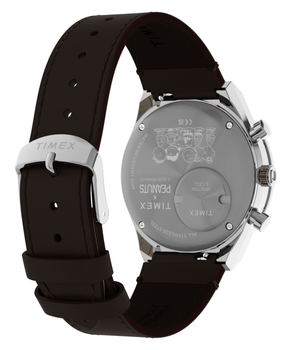 Timex Peanuts x Q Timex Chronograph 40mm Leather Strap Watch