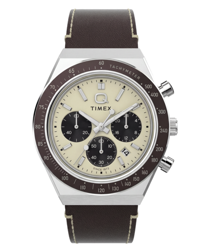 Timex Q Timex Chronograph 40mm Leather Strap Watch