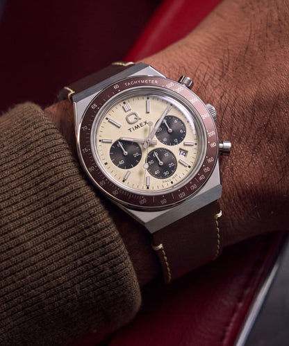 Timex Q Timex Chronograph 40mm Leather Strap Watch