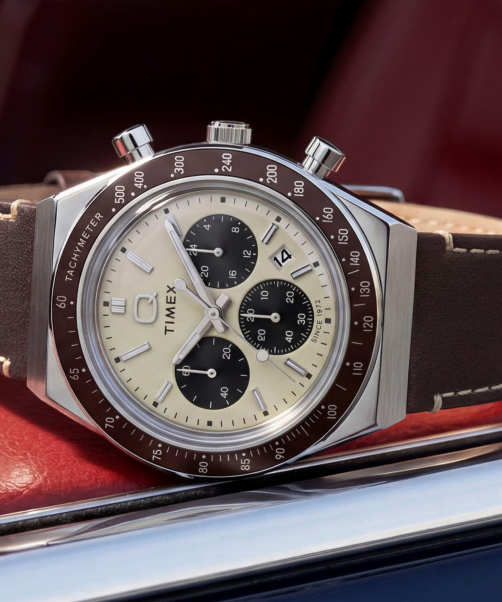 Timex Q Timex Chronograph 40mm Leather Strap Watch