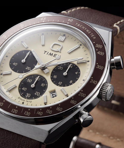 Timex Q Timex Chronograph 40mm Leather Strap Watch