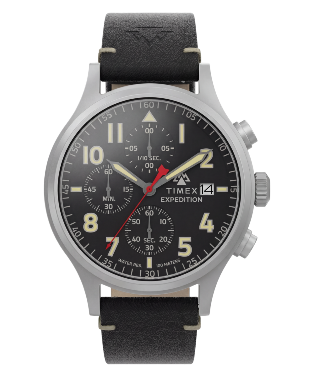 Timex Expedition Sierra Chronograph 43mm Leather Strap Watch