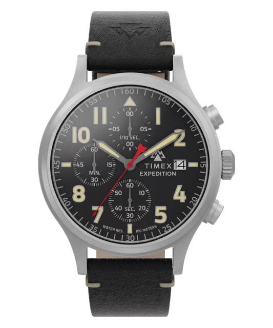 Timex Expedition Sierra Chronograph 43mm Leather Strap Watch