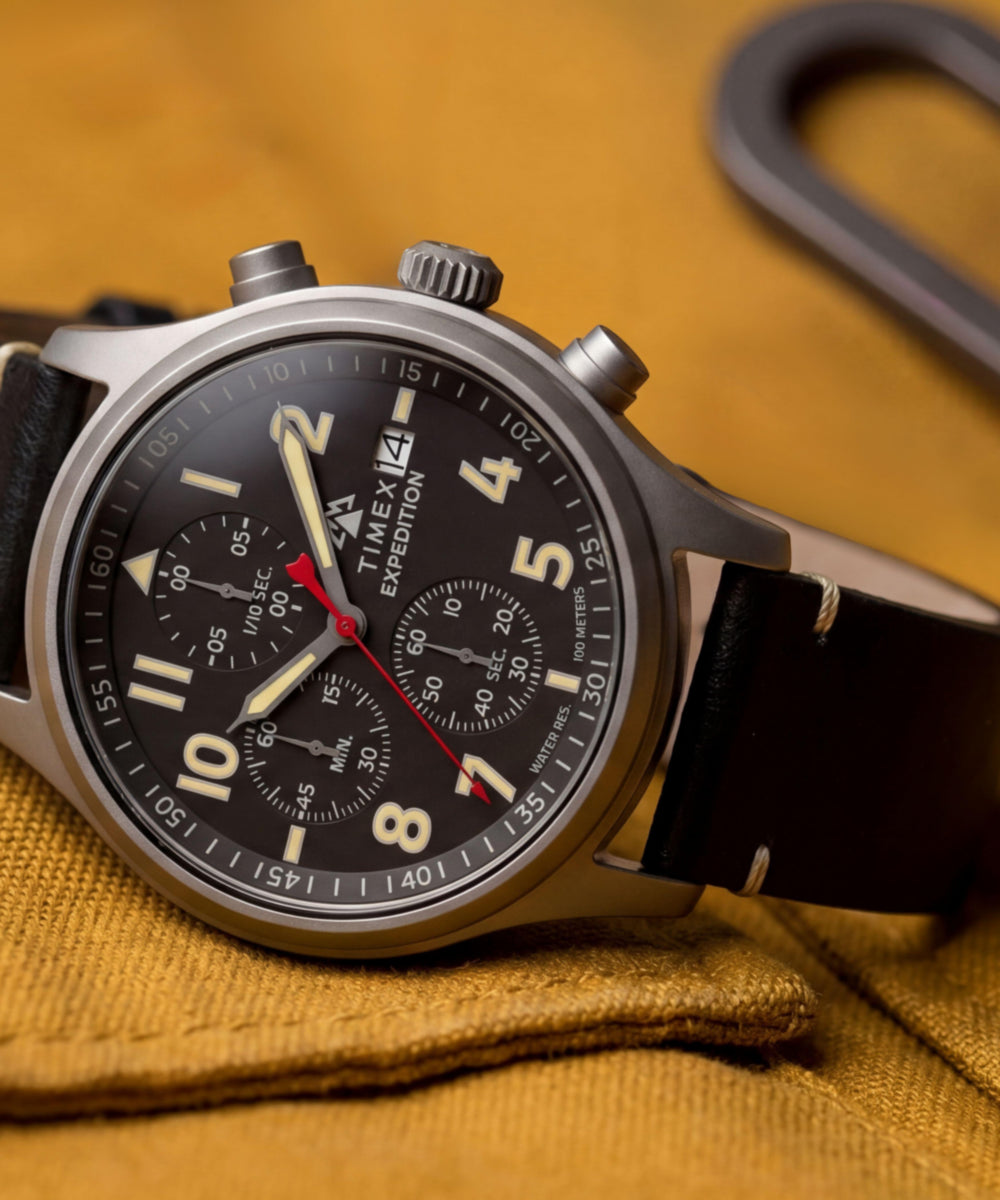 Timex Expedition Sierra Chronograph 43mm Leather Strap Watch