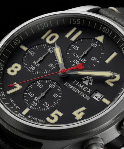 Timex Expedition Sierra Chronograph 43mm Leather Strap Watch