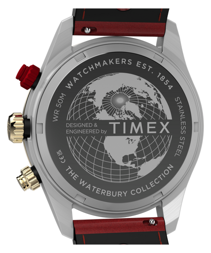 Timex Waterbury Heritage Chronograph 39mm Leather Strap Watch