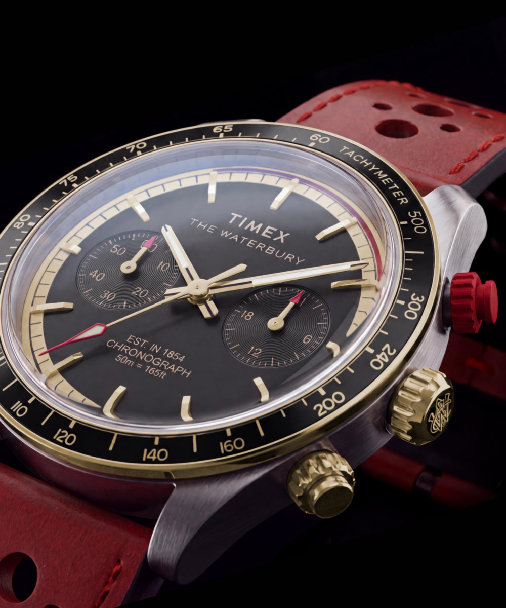 Timex Waterbury Heritage Chronograph 39mm Leather Strap Watch