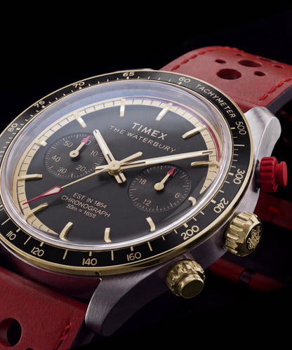 Timex Waterbury Heritage Chronograph 39mm Leather Strap Watch
