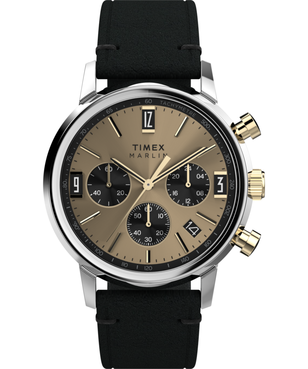 Timex Marlin Chronograph Tachymeter 40mm Leather Strap Watch