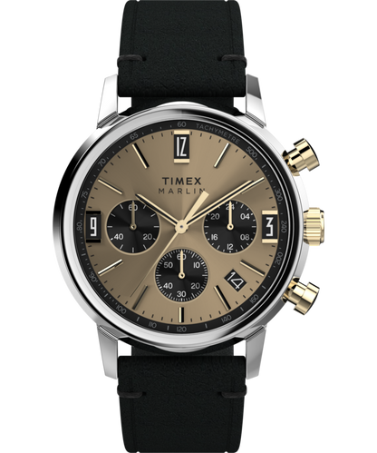 Timex Marlin Chronograph Tachymeter 40mm Leather Strap Watch