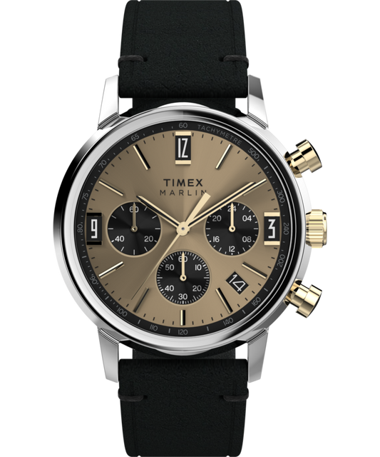 Timex Marlin Chronograph Tachymeter 40mm Leather Strap Watch