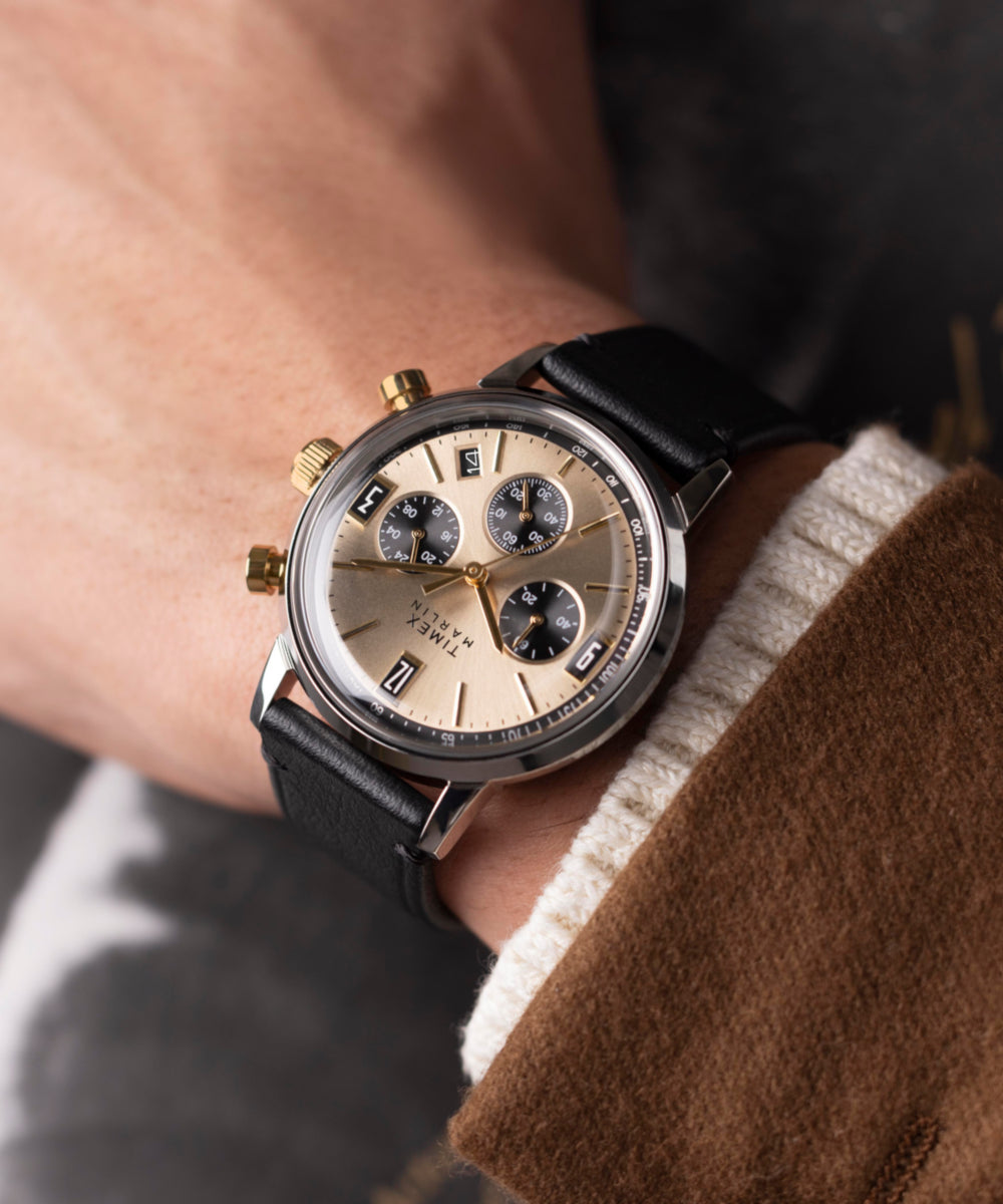Timex Marlin Chronograph Tachymeter 40mm Leather Strap Watch