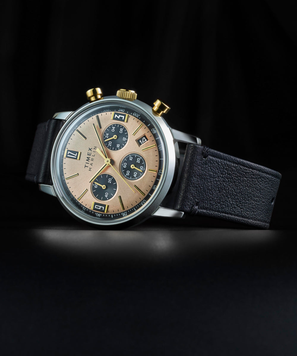 Timex Marlin Chronograph Tachymeter 40mm Leather Strap Watch
