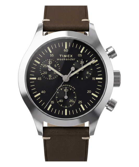Timex Timex Weekender New England Chronograph 40mm Leather Strap Watch