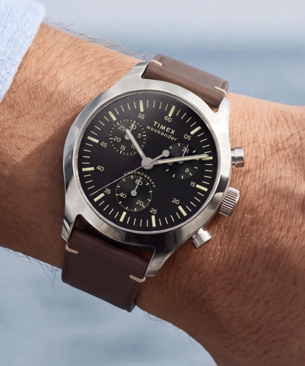 Timex Timex Weekender New England Chronograph 40mm Leather Strap Watch
