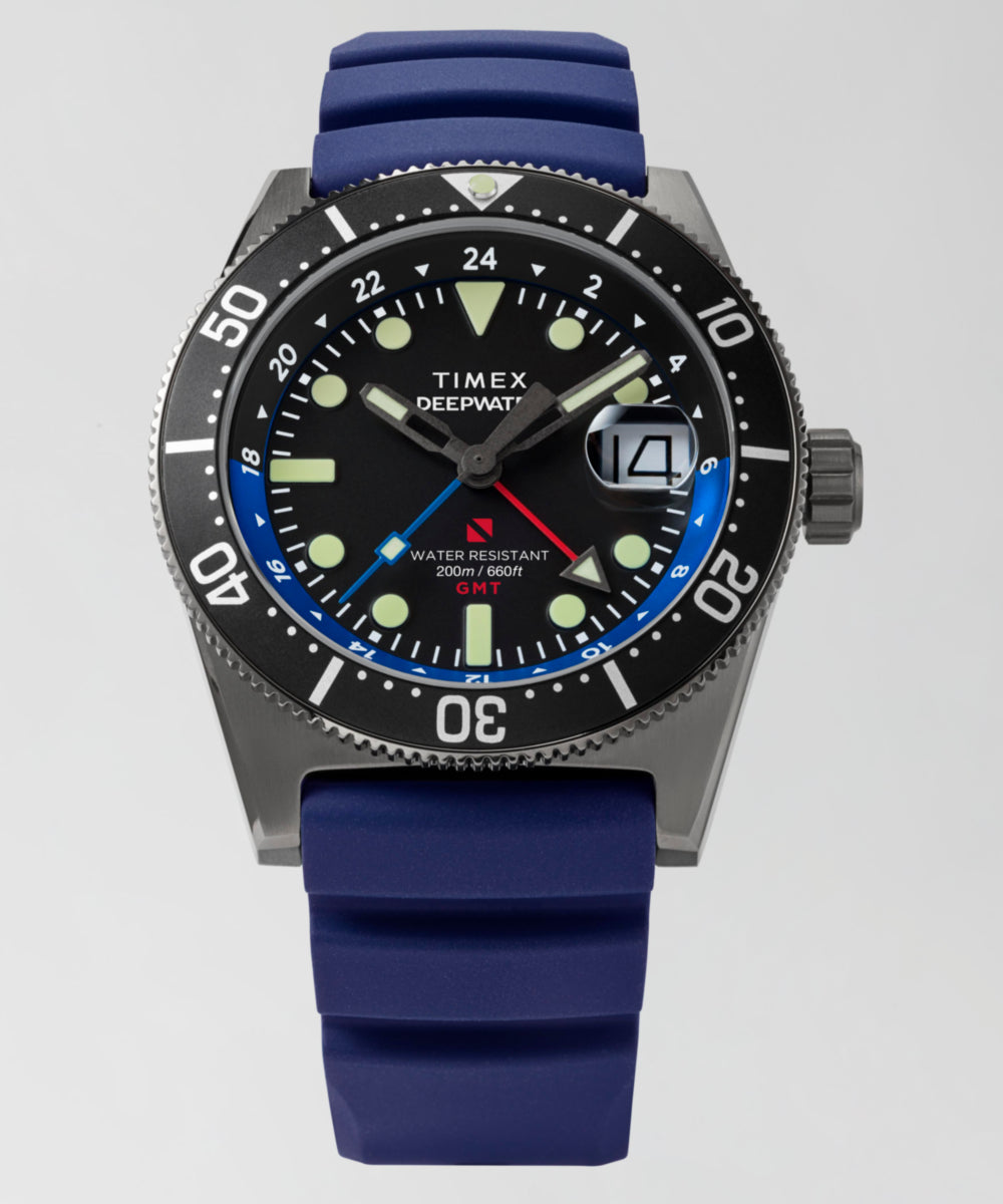 Timex Deepwater Reef 200 GMT 41mm Synthetic Rubber Strap Watch