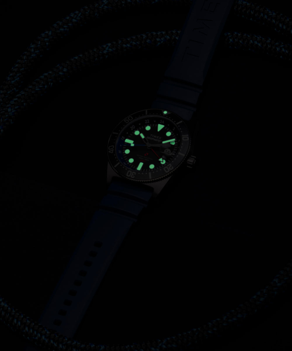 Timex Deepwater Reef 200 GMT 41mm Synthetic Rubber Strap Watch