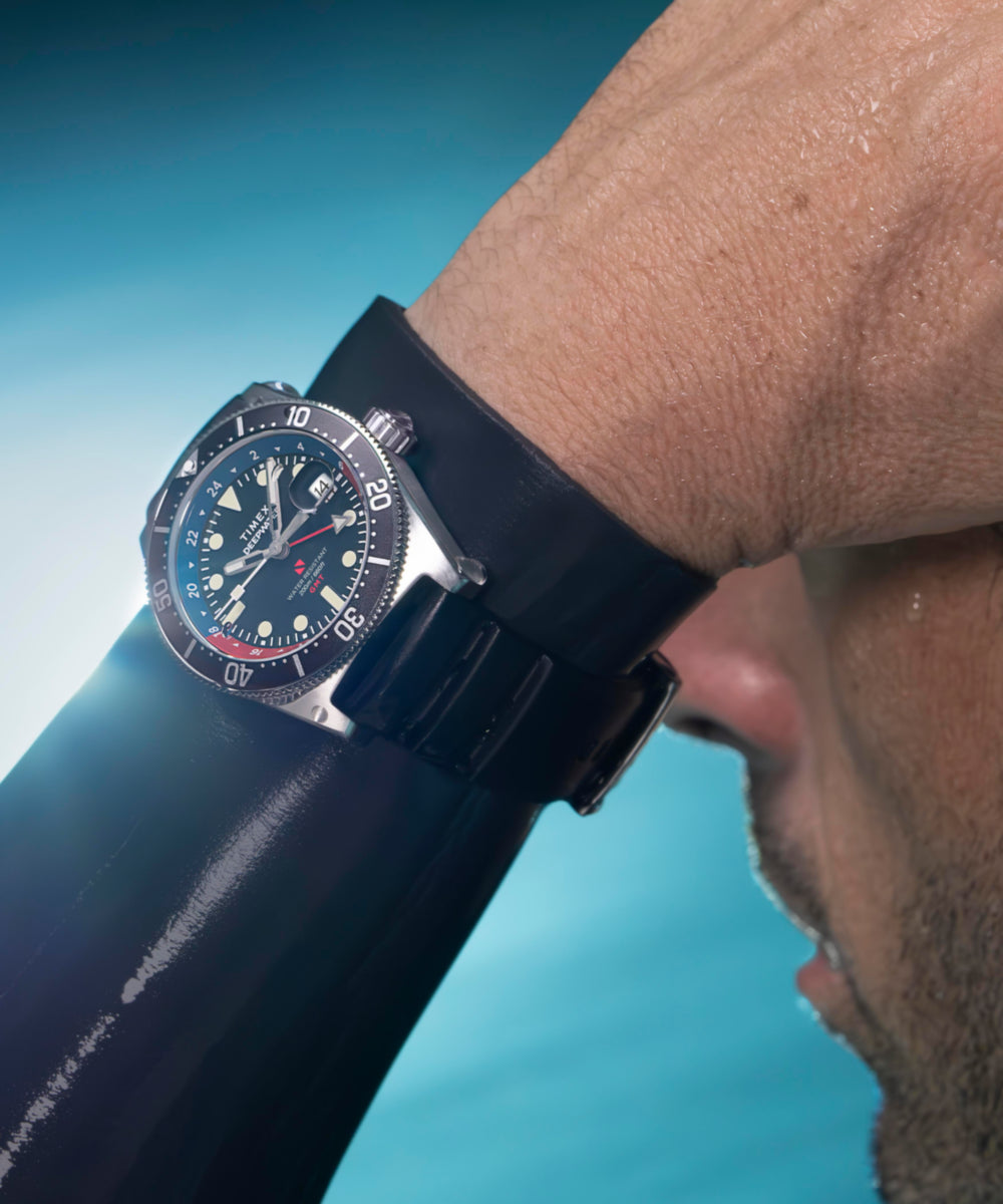 Timex Deepwater Reef 200 GMT 41mm Synthetic Rubber Strap Watch