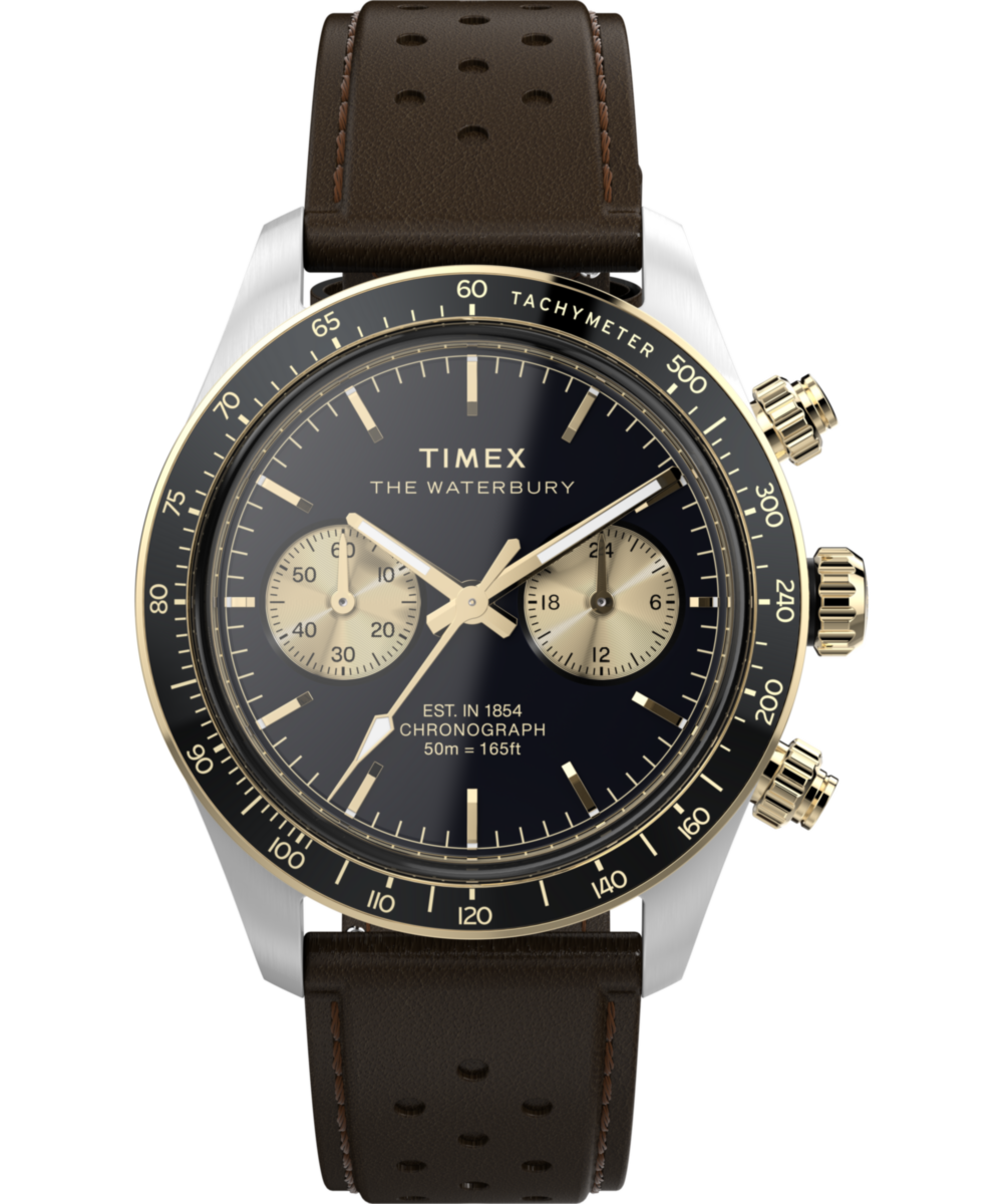Timex Waterbury Heritage Chronograph 39mm Leather Strap Watch