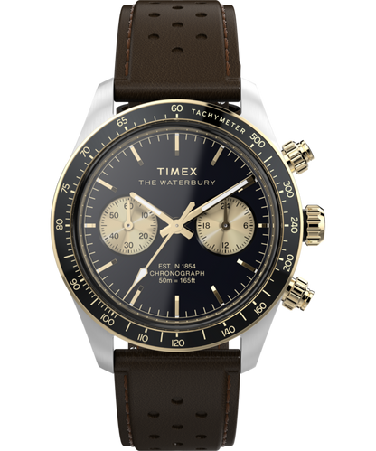 Timex Waterbury Heritage Chronograph 39mm Leather Strap Watch