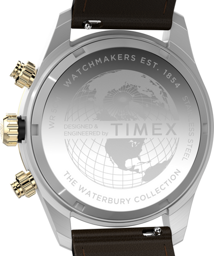 Timex Waterbury Heritage Chronograph 39mm Leather Strap Watch