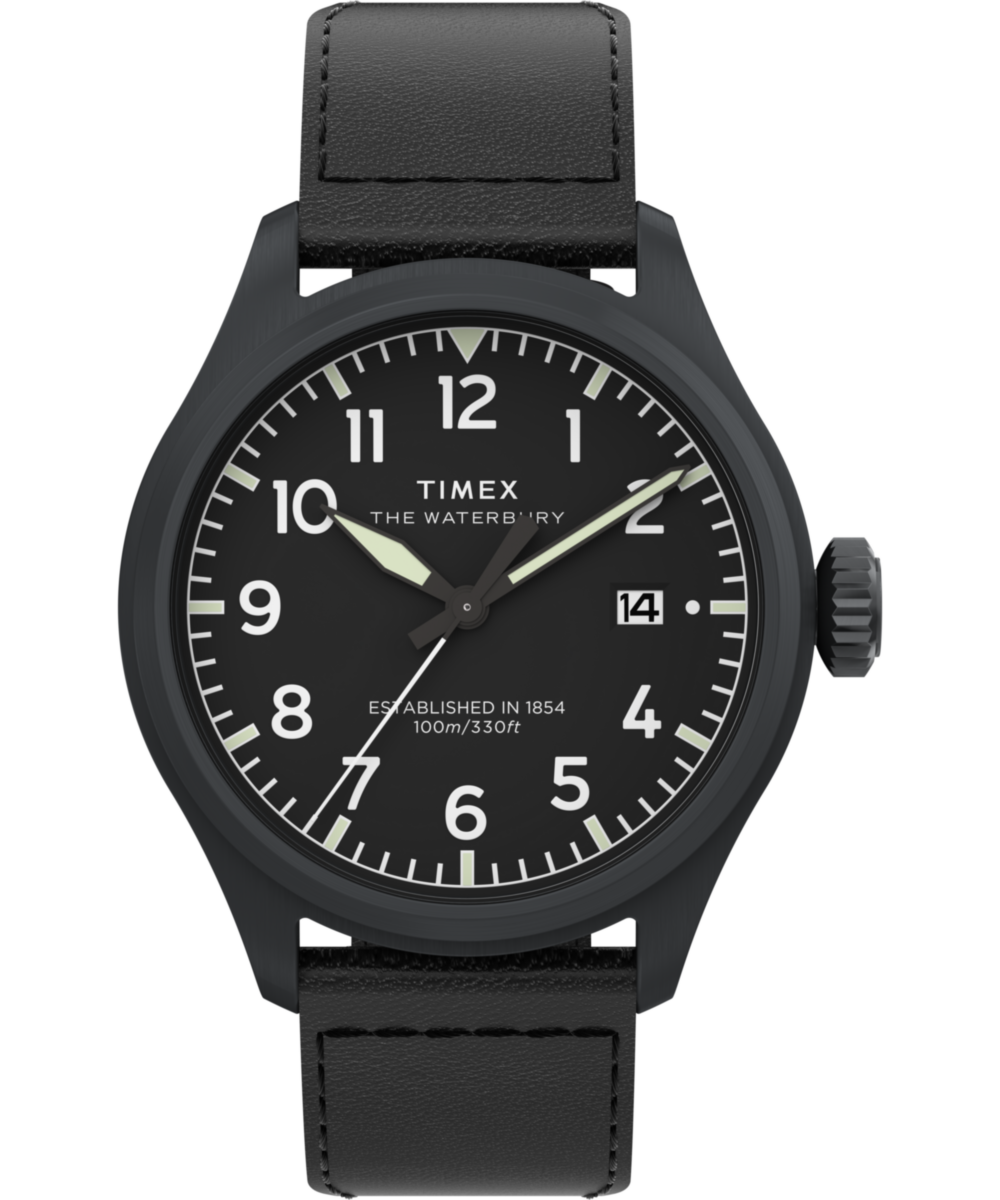 Timex Waterbury Ace 41mm Leather Strap Watch