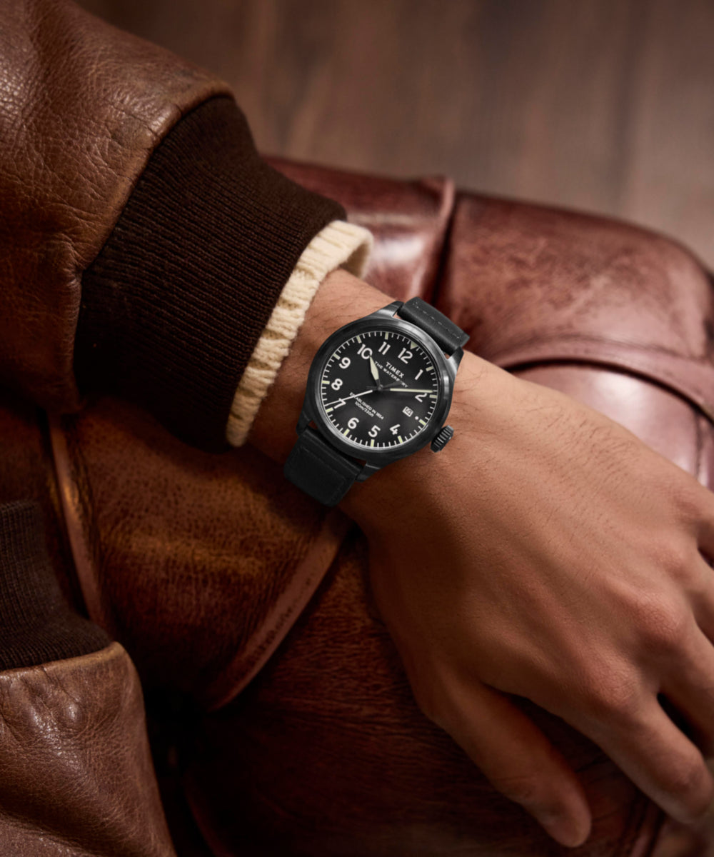 Timex Waterbury Ace 41mm Leather Strap Watch