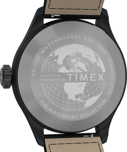 Timex Waterbury Ace 41mm Leather Strap Watch