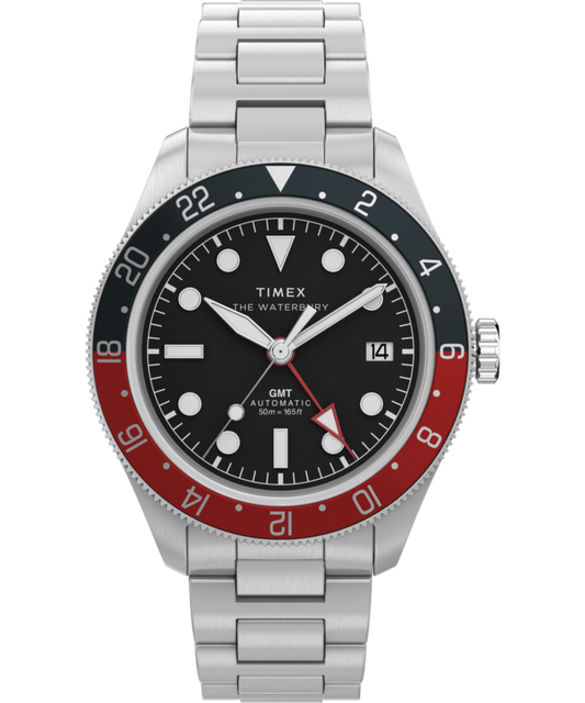 Timex Waterbury Heritage Automatic GMT 41.5mm Stainless Steel Bracelet Watch