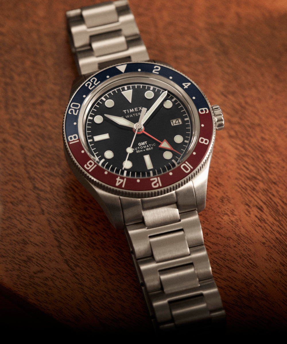 Timex Waterbury Heritage Automatic GMT 41.5mm Stainless Steel Bracelet Watch