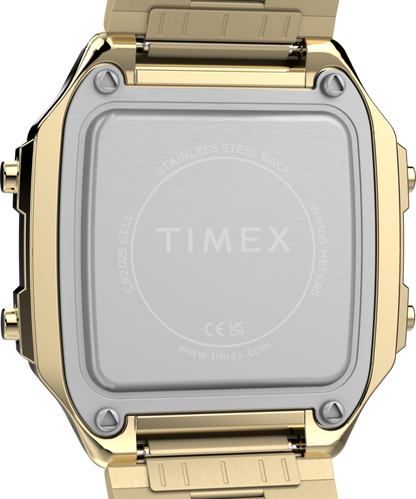 Timex World Time Digital 40mm Stainless Steel Bracelet Watch