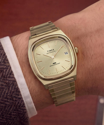 Timex Timex Automatic 1983 E Line Reissue 34mm Gold-Tone Expansion Band Wat