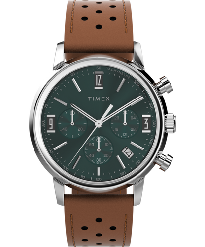 Timex Marlin Chronograph Tachymeter 40mm Leather Strap Watch