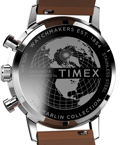 Timex Marlin Chronograph Tachymeter 40mm Leather Strap Watch