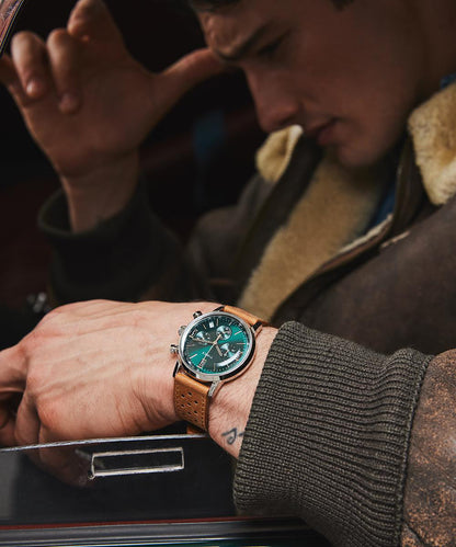 Timex Marlin Chronograph Tachymeter 40mm Leather Strap Watch