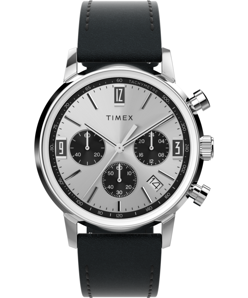 Timex Marlin Chronograph Tachymeter 40mm Leather Strap Watch