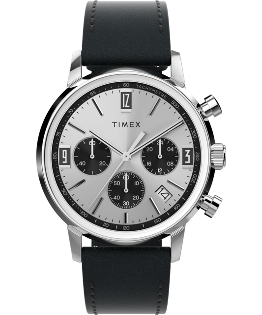 Timex Marlin Chronograph Tachymeter 40mm Leather Strap Watch