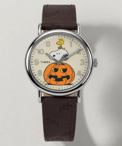 Timex Peanuts x Timex Weekender Pumpkin 40mm Leather Strap Watch