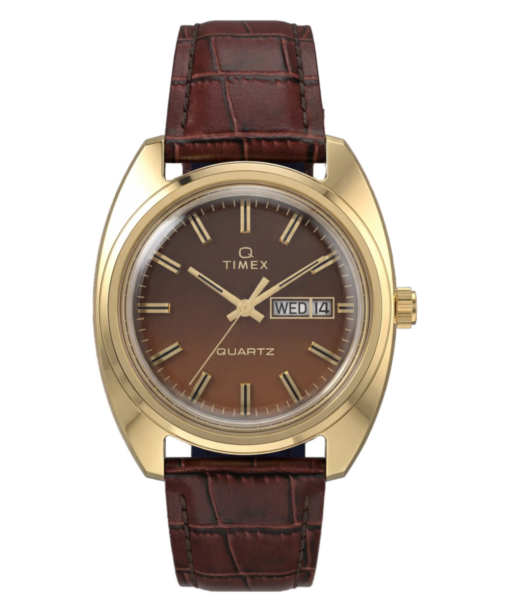 Timex Timex 1978 Day Date Fumé Reissue 37mm Leather Strap Watch