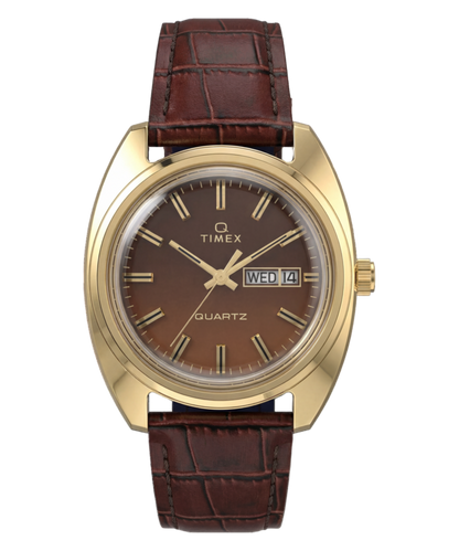 Timex Timex 1978 Day Date Fumé Reissue 37mm Leather Strap Watch