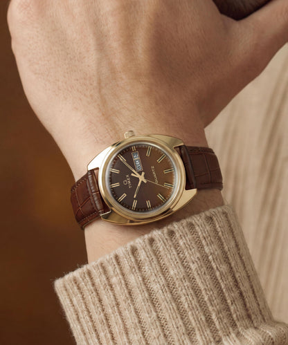 Timex Timex 1978 Day Date Fumé Reissue 37mm Leather Strap Watch