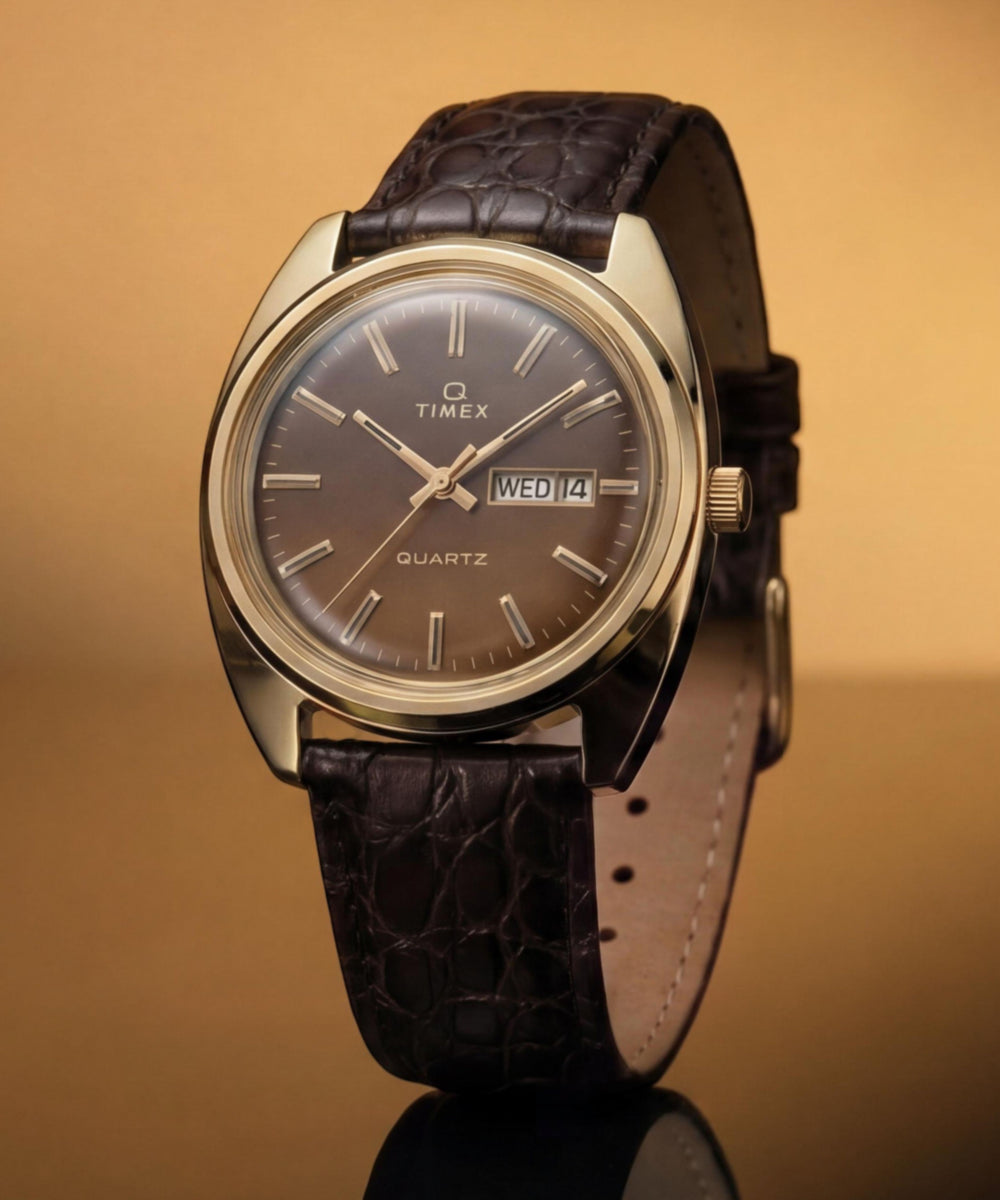 Timex Timex 1978 Day Date Fumé Reissue 37mm Leather Strap Watch