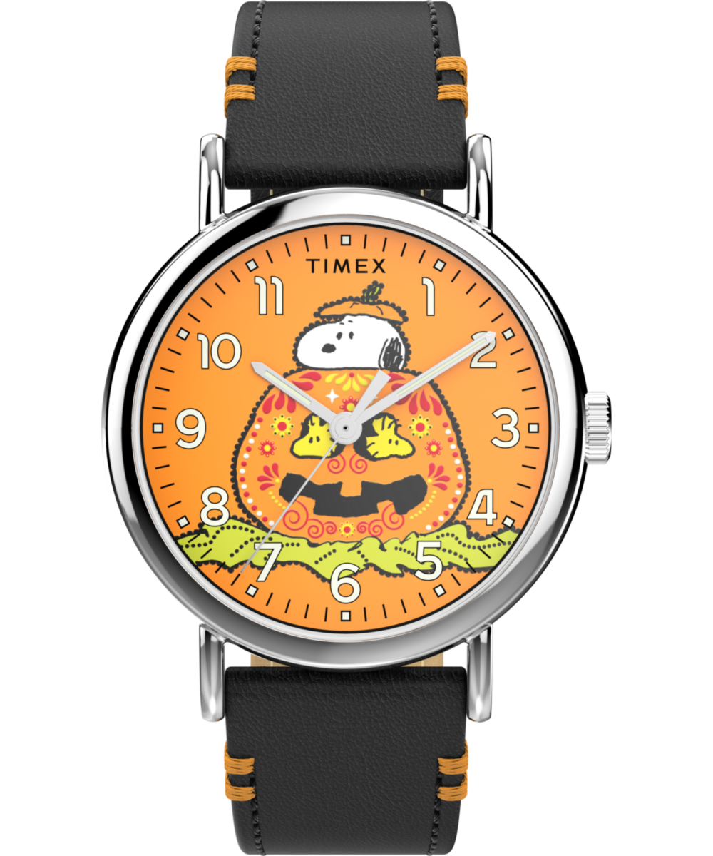 Timex Peanuts x Timex Weekender Pumpkin Dial 40mm Leather Strap Watch