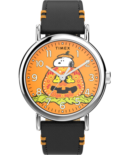 Timex Peanuts x Timex Weekender Pumpkin Dial 40mm Leather Strap Watch