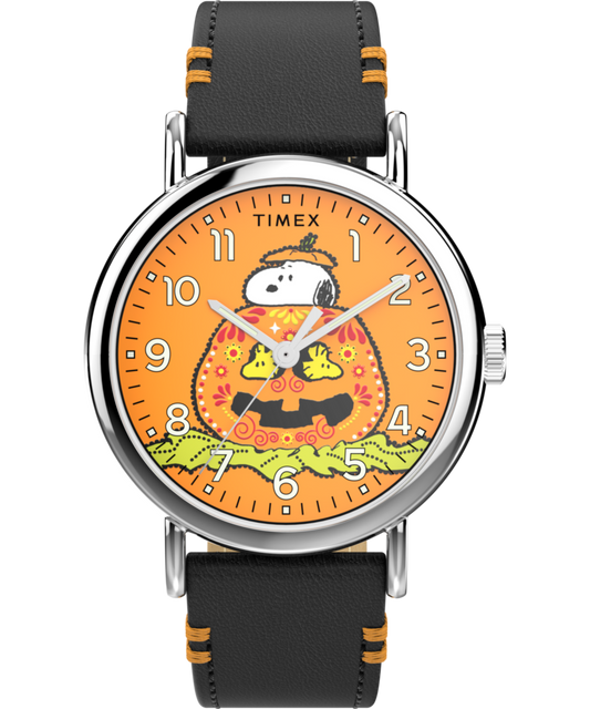 Timex Peanuts x Timex Weekender Pumpkin Dial 40mm Leather Strap Watch