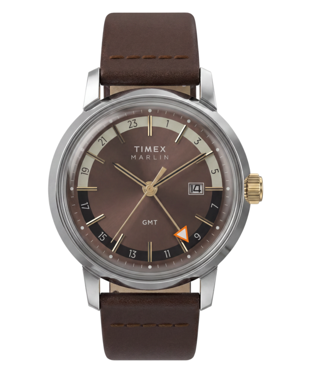 Timex Marlin Quartz GMT 40mm Leather Strap Watch