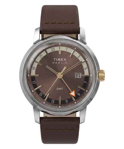Timex Marlin Quartz GMT 40mm Leather Strap Watch