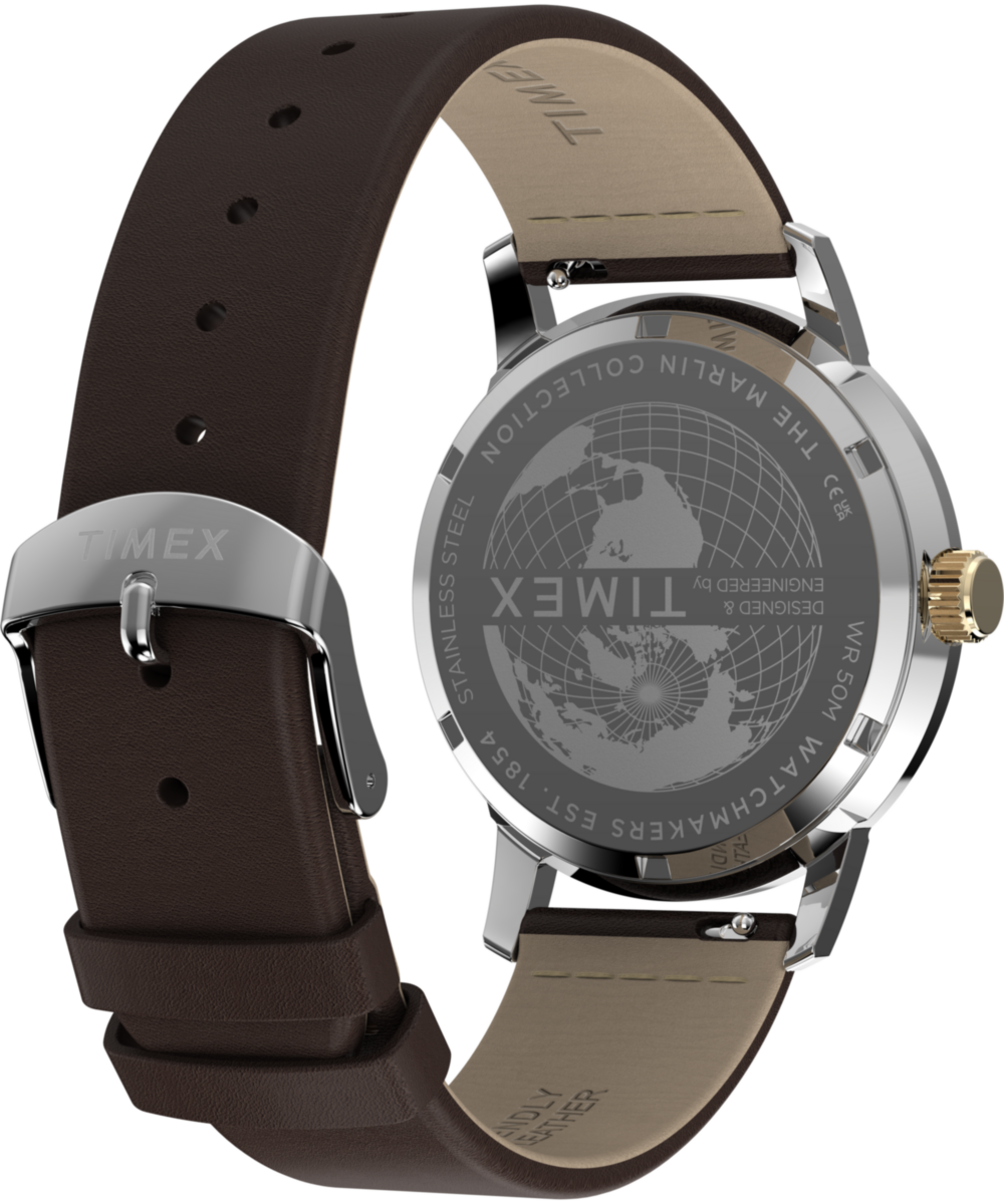 Timex Marlin Quartz GMT 40mm Leather Strap Watch