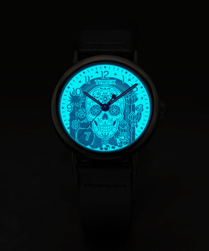 Timex Timex Weekender Day of the Dead 40mm Leather Strap Watch