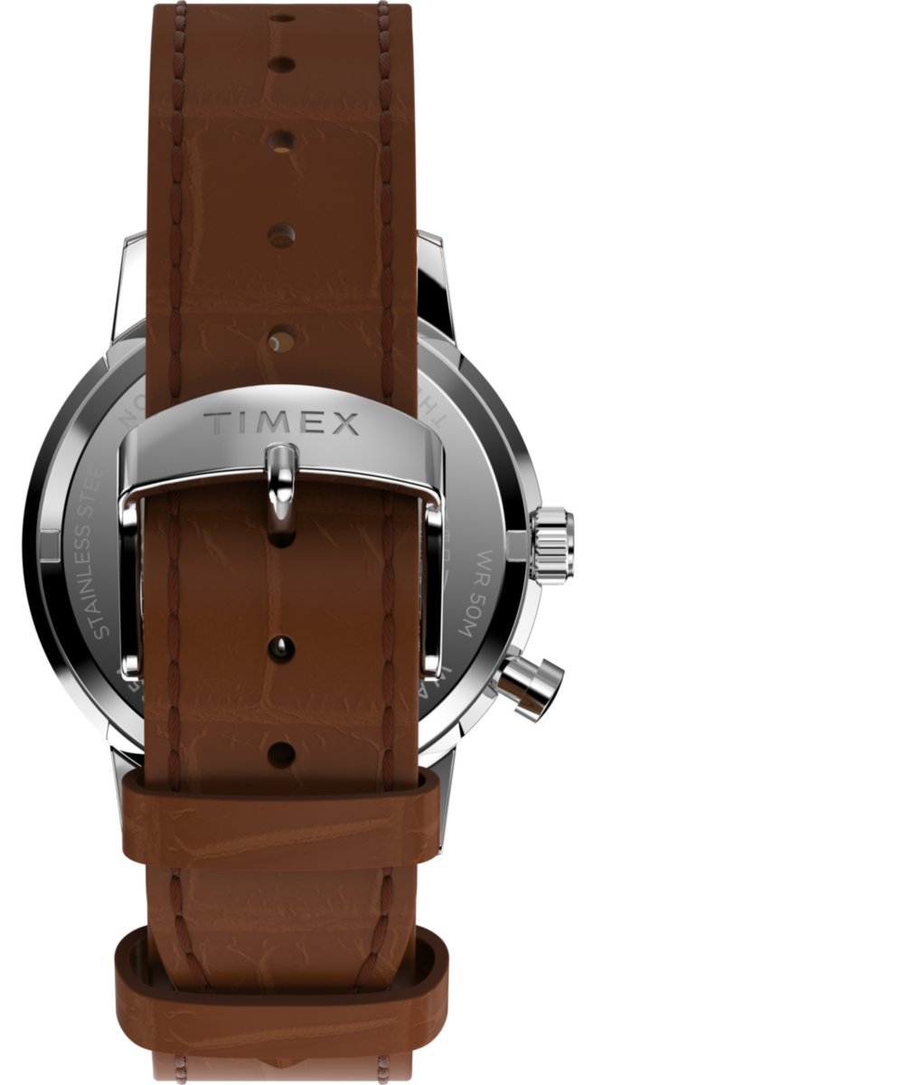 Timex Marlin Moon Phase 40mm Leather Strap Watch